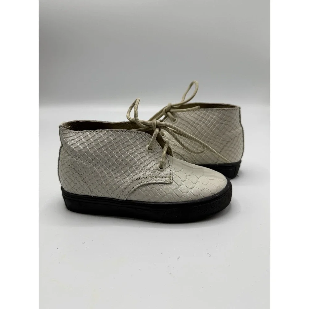 AKID Leather Faux Snakeskin Shoes White Black Toddler Size 8C